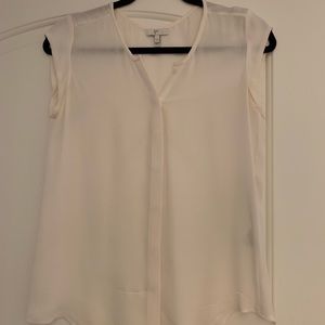 Joie white silk button down blouse